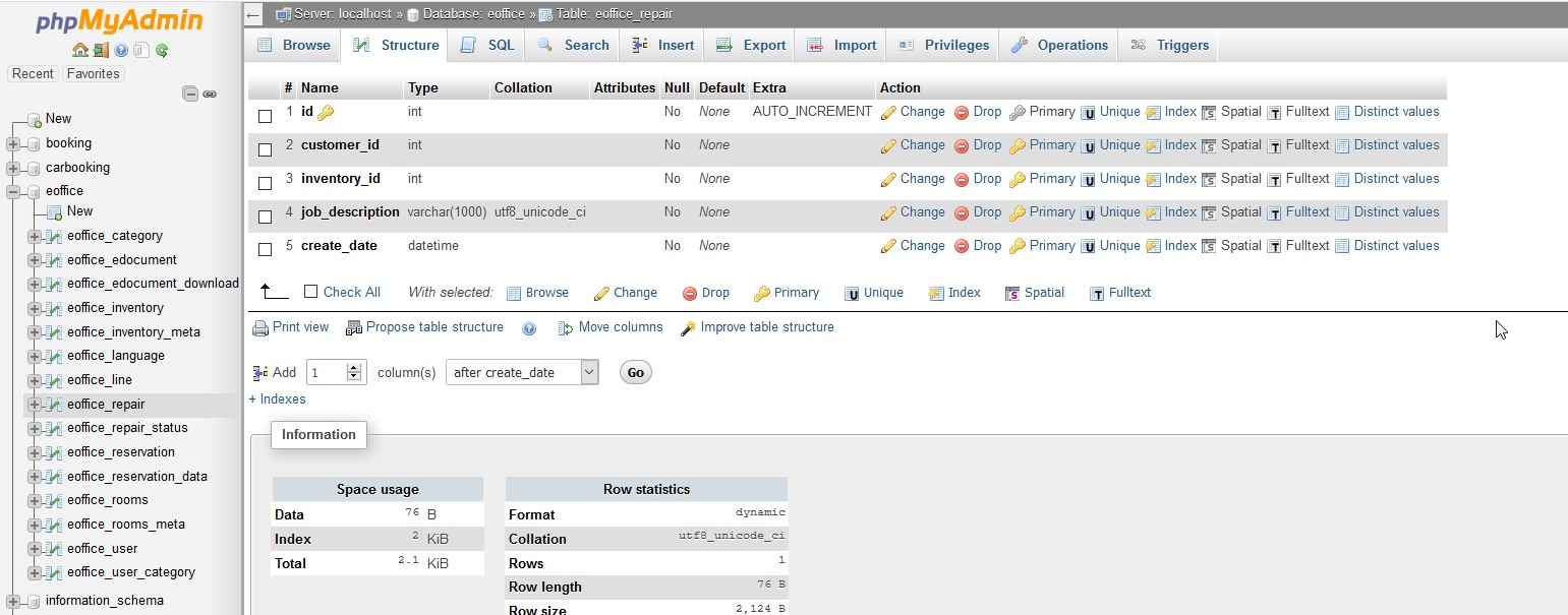 หน้าแจ้งซ่อมของระบบ eoffice แจ้งซ่อมได้รายเดียวครับ เพิ่มรายการท