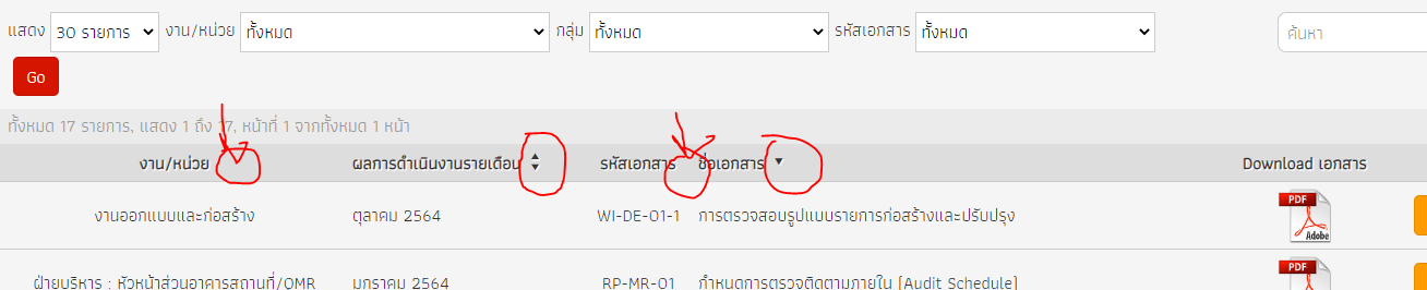 อยากใส่ ปุ่ม เรียงข้อมูล ตรง header datatable จะแก้ส่วนไหนครับ (