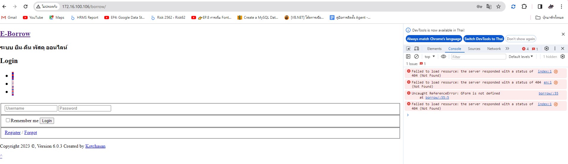 ติดตั้งโปรแกรม E-Borrow แล้วพบหน้าต่างมีความผิดปกติ